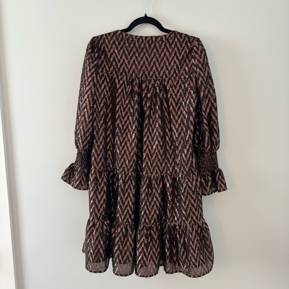 Pomander Place Metallic Ikat Kenzo Dress Mini Flutter Smocked Ruffle Tuckernuck - Picture 5 of 7